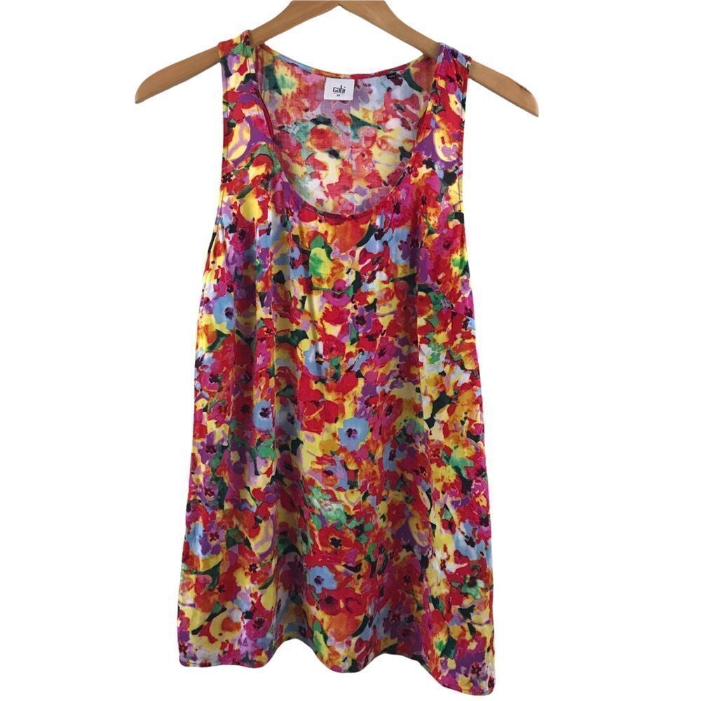 CAbi Women's M Luisa Loose Fit Floral Tank Top Colorful‎ Twee Maximalist Spring